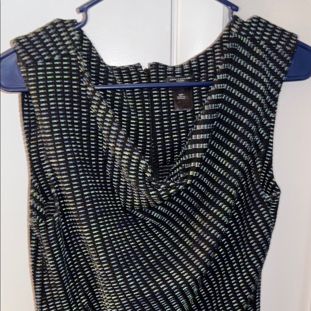 Ann Taylor Petite Tweed Black Blue and Green Dress - Picture 2 of 7